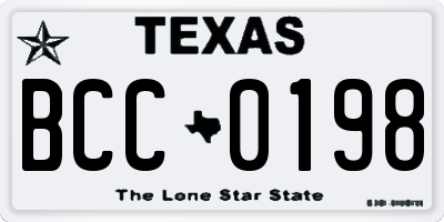 TX license plate BCC0198