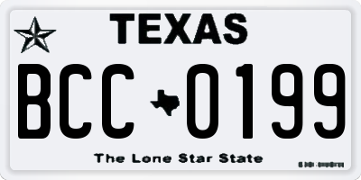 TX license plate BCC0199