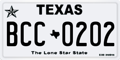 TX license plate BCC0202