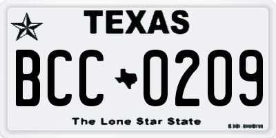TX license plate BCC0209
