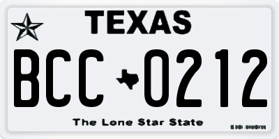 TX license plate BCC0212