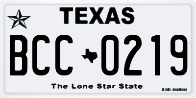TX license plate BCC0219