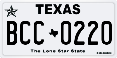 TX license plate BCC0220