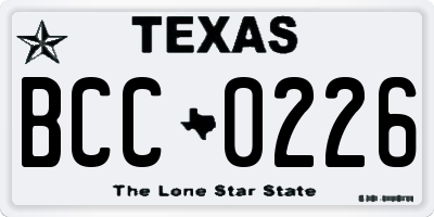 TX license plate BCC0226