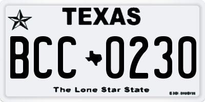 TX license plate BCC0230