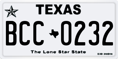 TX license plate BCC0232
