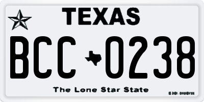 TX license plate BCC0238