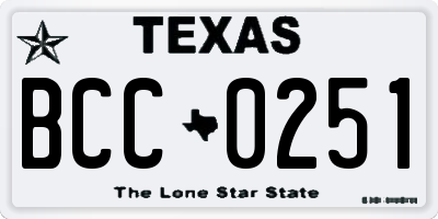 TX license plate BCC0251