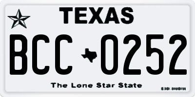 TX license plate BCC0252