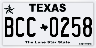 TX license plate BCC0258
