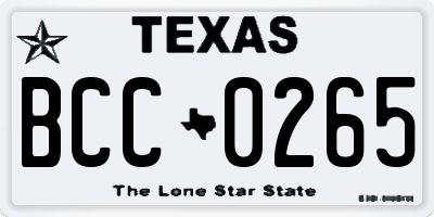 TX license plate BCC0265