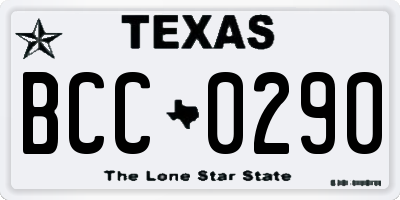 TX license plate BCC0290