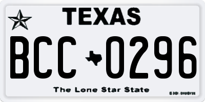 TX license plate BCC0296