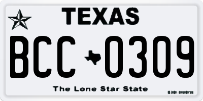 TX license plate BCC0309