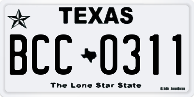 TX license plate BCC0311