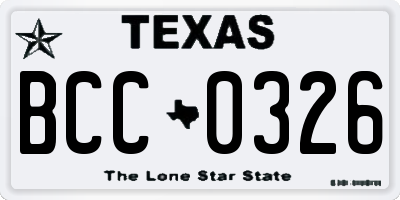 TX license plate BCC0326