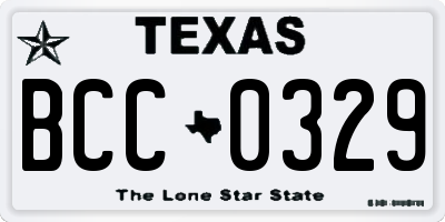 TX license plate BCC0329