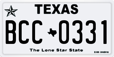 TX license plate BCC0331