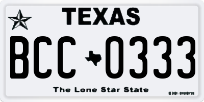 TX license plate BCC0333