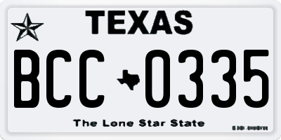 TX license plate BCC0335