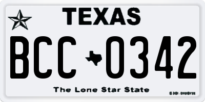 TX license plate BCC0342