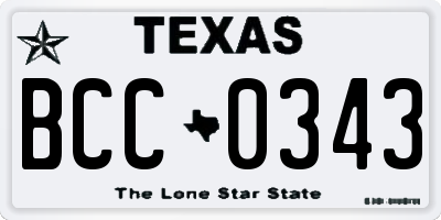 TX license plate BCC0343