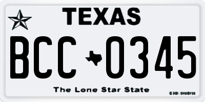 TX license plate BCC0345