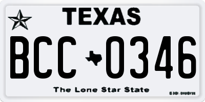 TX license plate BCC0346