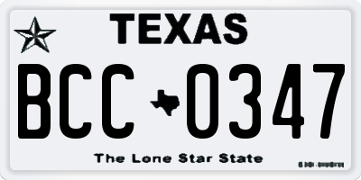 TX license plate BCC0347