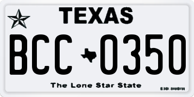 TX license plate BCC0350