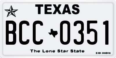 TX license plate BCC0351