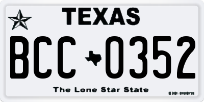 TX license plate BCC0352