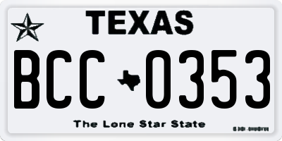 TX license plate BCC0353