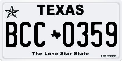 TX license plate BCC0359