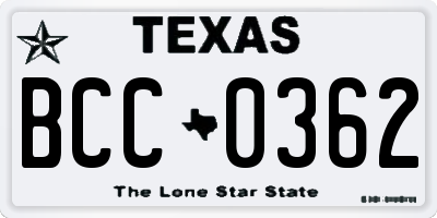 TX license plate BCC0362