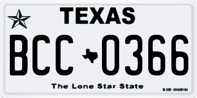 TX license plate BCC0366