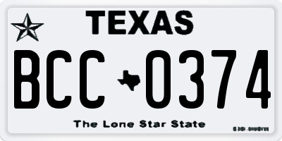 TX license plate BCC0374