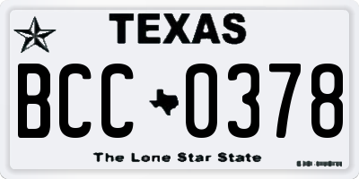 TX license plate BCC0378