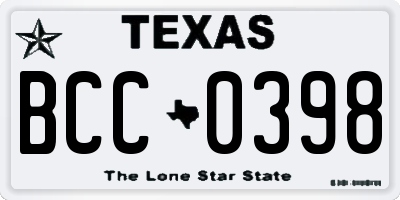 TX license plate BCC0398