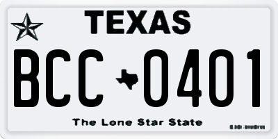 TX license plate BCC0401