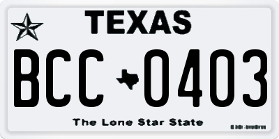 TX license plate BCC0403