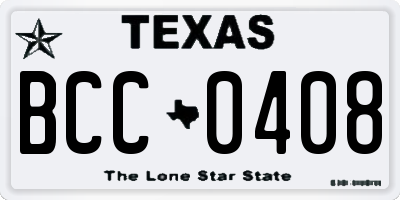 TX license plate BCC0408