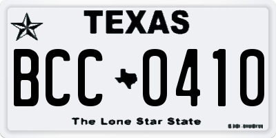 TX license plate BCC0410