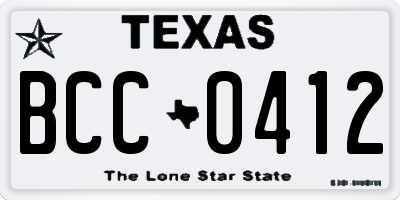 TX license plate BCC0412