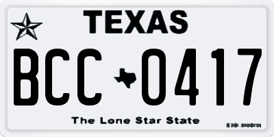 TX license plate BCC0417
