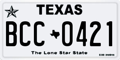 TX license plate BCC0421