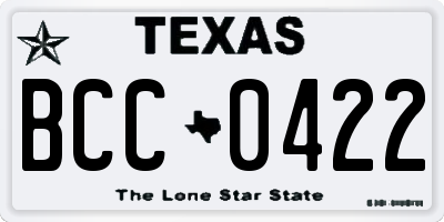 TX license plate BCC0422