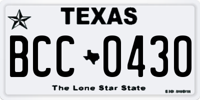 TX license plate BCC0430