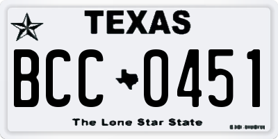 TX license plate BCC0451