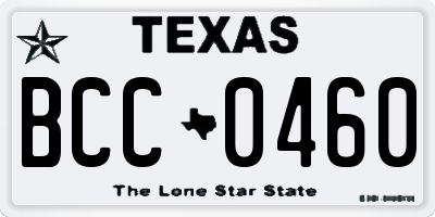 TX license plate BCC0460